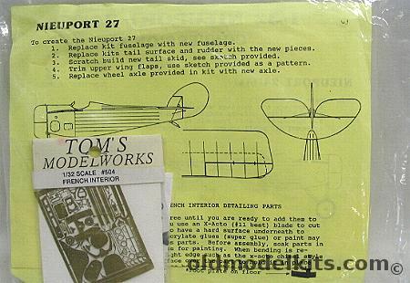 Toms Modelworks 1/32 Nieuport 24 / Bis and Nieuport 27 Conversion with photoetched details, TMC 001 plastic model kit